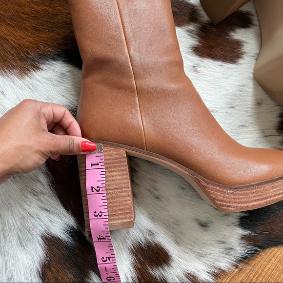 AQUA Nessa Brown Leather Chunky 70’s Boots 9.5 - Picture 13 of 13